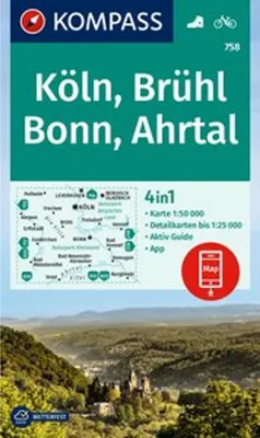 Image de KOMPASS Carte de randonnée 758 Cologne, Brühl, Bonn, vallée de l'Ahr 1:50.000
