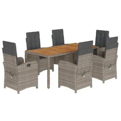 Produktbild von "2026 MODERNE" 7-tlg. Garten-Essgruppe - elegantes Design - Sitzgruppe/Gartenmöbel-Set - mit Kissen Grau Poly Rattan - Terassenmöbel NeuMöbel506594