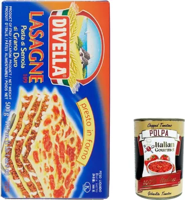 Produktbild von 12x Divella Pasta Lasagne, 100% italienische Pasta nudeln n.109 500g + Italian Gourmet polpa 400g