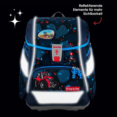 Produktbild von Step by Step Schulranzen-Set 2IN1 PLUS „Tractor Freddy“, 9-teilig, blau