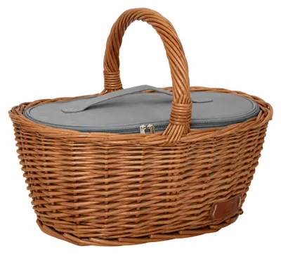 Produktbild von UNUS® Einkaufskorb inklusive Kühltasche aus Weide mittelgroß mit Griff oval braun