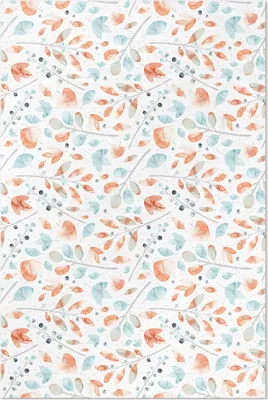 Produktbild von Aquarell Boho Zweige und Blätter – Vinyl Fußmatte – 150x225 cm – Rutschfest, Pflegeleicht & Langlebig