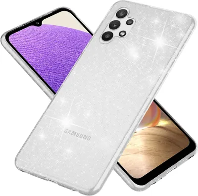 Produktbild von NALIA Glitzer Cover für Samsung Galaxy A32 5G, Transparente Silikon Handy Hülle Transparent