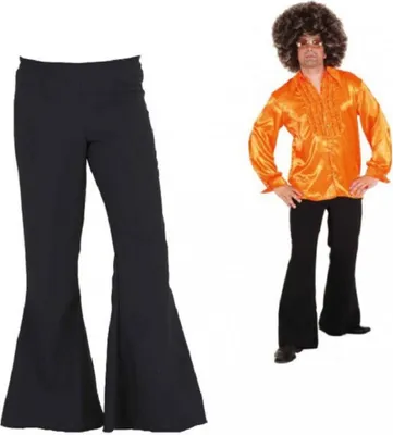Schlaghose Schwarz Hippie 70er Jahre für Herren