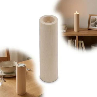 Obrázek produktu pro Kulatý dřevěný svícen 20 cm, dekorace na stůl, design decupage