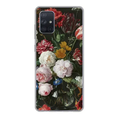 Produktbild von MuchoWow® Handyhülle Schutzhülle Hülle für Samsung Galaxy A51 Stilleben mit Blumen in einer Glasvase - Gemälde von Jan Davidsz. de Heem Silikon Softcase Handy Hülle - Schutzabdeckung