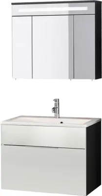 Produktbild von Fackelmann KARA Badmöbel Set 3-teilig, 80 cm, Anthrazit/Weiß, Gussmarmor, 1 Schublade
