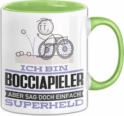 Produktbild von Bocciapieler Geschenk Tasse Ich Bin Bocciapieler Aber Sag Doch Einfach Superheld Lustige Geschenkdiee für Bocciapieler Kaffee-Becher (Grün)