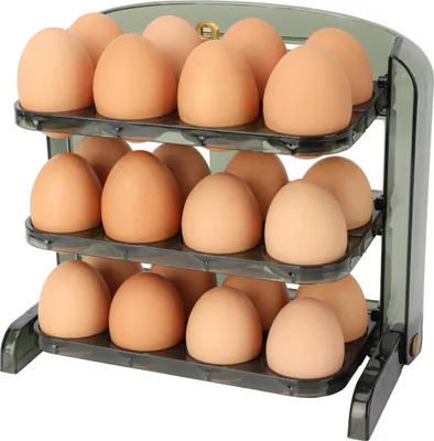 Produktbild von Belle Vous Eier Aufbewahrung Kühlschrank Organizer für 24 Eier - Eier Kühlschrank Eierbox Kunststoff - Platzsparende 3-Lagige Eierbox für die Küche