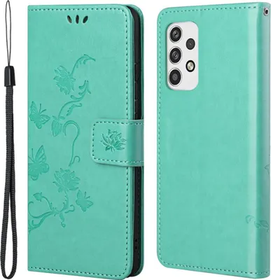 Produktbild von Samsung Galaxy A23 Hülle - Coverup Blumen & Schmetterlinge Klapphülle - Mintgrün