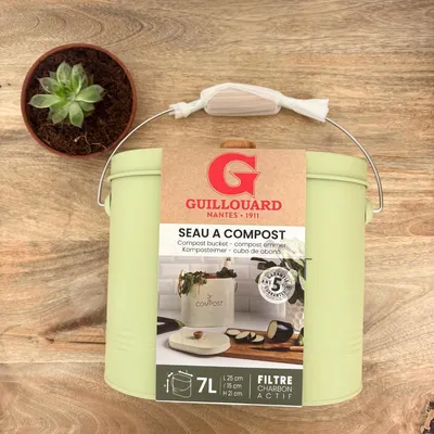 Image de Seau à compost ovale 7l vert sauge - Guillouard - 040631 -