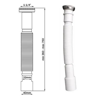 Produktbild von Universal-Ausziehsiphon mit Mutter, 5/4" x 32/40 mm