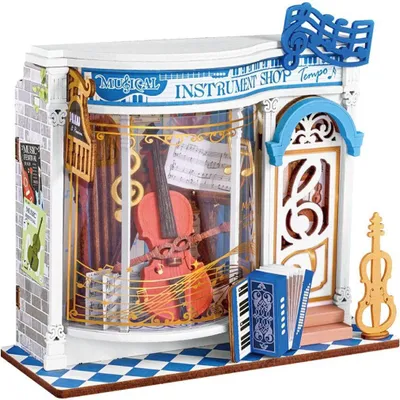 Zdjęcie produktu dla Puzzle 3D Miniaturowy Sklep z Instrumentami Melody, RoLife, 63 elementy