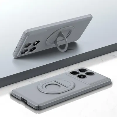 Produktbild von Für Xiaomi Redmi K70E / Poco X6 Pro MagSafe Schock Design Ring Schutz Hülle Grau