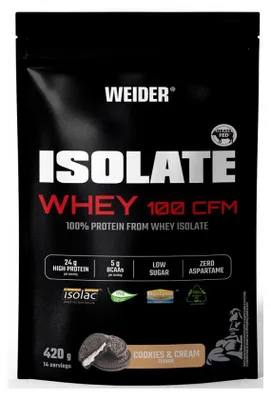 Produktbild von Weider Isolate Whey 100 CFM (420g) Cookies & Cream - Eiweiße - Molkenprotein-Isolat