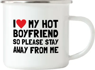 Produktbild von I love my hot Boyfriend Emaille Tasse Liebe Freund Pärchen Paar Jahrestag Lustig Valentinstag
