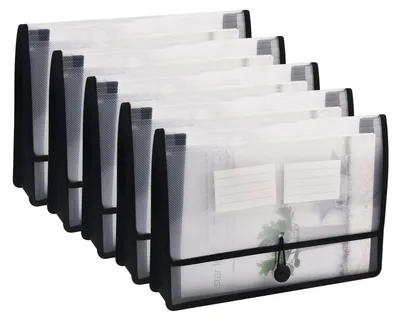Productafbeelding van Ordner met vakken, documentenhouder, 5 stuks, transparant, A4, uitbreidbaar, 7,1 cm