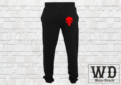 Produktbild von Wessdruck Punisher Jogginghose Schwarz Rot 5XL