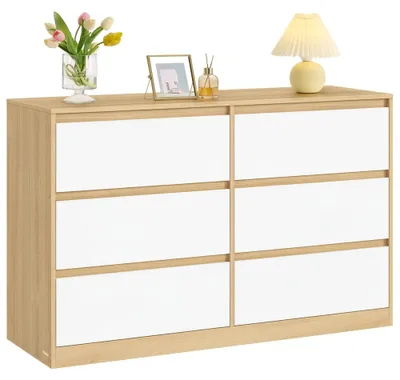 Produktbild von Kommode mit 6 Schubladen | Mandelgelb-weiß | 119,4x40x75cm