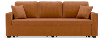 Image de Best Mobilier Cyrus - Canapé droit 3 places convertible en velours côtelé , Terracotta