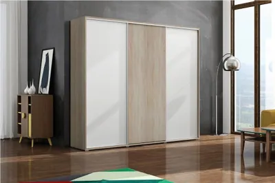 Obrázok produktu pre Trojdverová šatníková skriňa 278 cm LEO - dub sonoma / biela