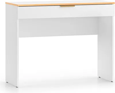 Imagen del producto de Mesa consola FURNLUX Viterbo, color blanco y dorado. Dimensiones: 100 x 79 x 40 cm. Color principal: blanco