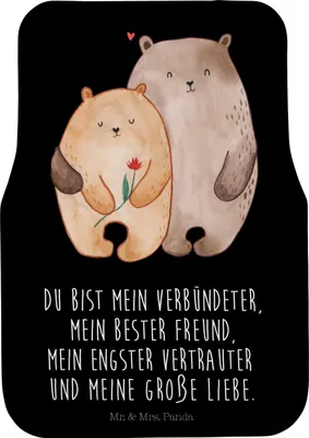 Produktbild von Mr. & Mrs. Panda Automatte Bären Liebe - Schwarz - Geschenk, Kuscheln, Freund, Auto-Fußmatte, Verknallt, Freundin, Autoteppich, Auto Teppich, Hochzeitstag, Fußmatte, Bär