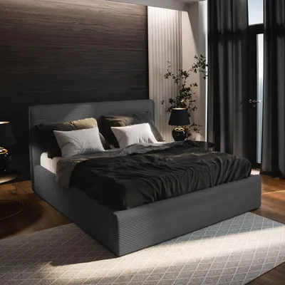 Produktbild von Masseno Polsterbett PARMA 140x200 cm, Polsterbett mit Bettkästen -Grau, LINCOLN 90