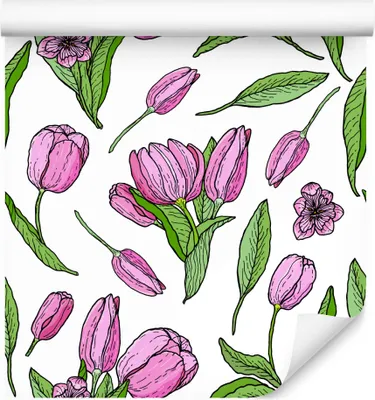 Obrázek produktu pro 10m VLIES TAPETE Roll Příroda Tulipány Flora Ornamenty Malovaný vzor XXL