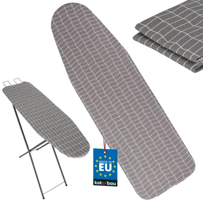 Immagine prodotto di KOTARBAU® Copriasse da stiro 114x36 cm Copriasse da stiro S Copriasse per asse da stiro standard e stazione di stiratura a vapore Resistente al calore Cotone + feltro Grigio a quadri