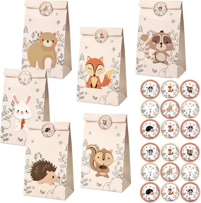 Produktbild von Papiertüten für Kinder – 12 Stück – Tiergeschenktüten – Kindergeburtstag