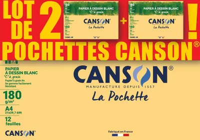 Produktbild von CANSON Zeichenpapier "C" à Grain DIN A4 2 Stück je 12 Blatt