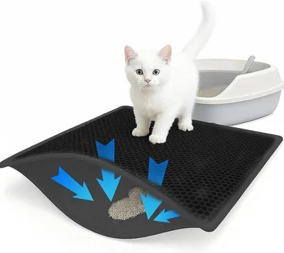 Produktbild von Famanu Katzenstreumatte mit Honigwabenstruktur - 90 x 60 cm, doppellagig, wasserfest