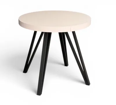 Produktbild von Ausziehbarer runder Esstisch Ø 80–130 cm Kaschmir – Metallbeine Schwarz Industrial Slim