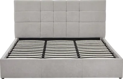 Produktbild von Bett mit Bettkasten - 200 x 200 cm - Stoff - Grau - ELIAVA