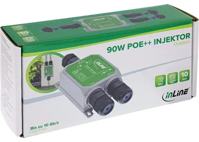 Produktbild von InLine 44432D, 10 Gigabit Ethernet, 10000 Mbit/s, IEEE 802.3bt, Grau, Schwarz, 57 V, 120 W