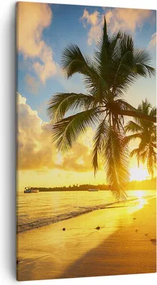 Produktbild von Bild auf Leinwand - Leinwandbild - Meer Strand Palme - 45x80cm - Wand Bild - Wanddeko - Wandbilder - Leinwanddruck - Bilder - Kunstdruck - Wanddekoration - Leinwand bilder - Wandkunst - PA45x80-3922