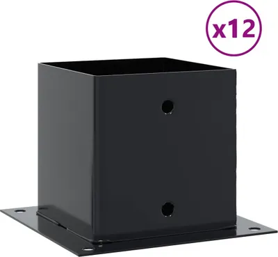 Image de vidaXL Support de poteau carré 12 pcs. 141x141mm Acier laqué époxy