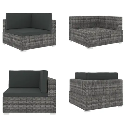 Image de vidaXL Canapé modulaire d'angle sectionnel 1 pièce + coussins poly rotin gris - Canapé d'angle - Canapés d'angle - Canapé - Canapés