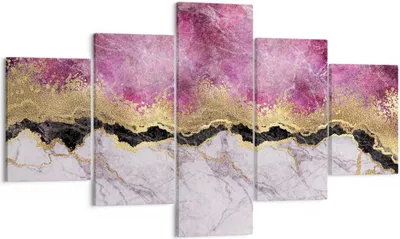 Produktbild von Bild auf Leinwand - Leinwandbild - 5 Teile - Rosa golden Hintergrund - 125x70cm - Wand Bild - Wanddeko - Wandbilder - Leinwanddruck - Bilder - Wanddekoration - Leinwand bilder - EA125x70-5038
