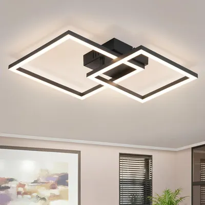 Image de ZMH Plafonnier LED Lampe de plafond Cuisine 20W Noir Lampe de chambre 4000K Blanc neutre Lampe de cuisine Couloir Éclairé carré pour chambre à coucher Bureau