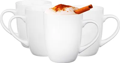 Produktbild von GLASMARK® Becher 4-Set 300 ml Große (max. 350ml) 4 Stück Tassen Kaffeebecher weiß Cappuccino Latte Macchiato Teebecher - Hochwertige Qualität