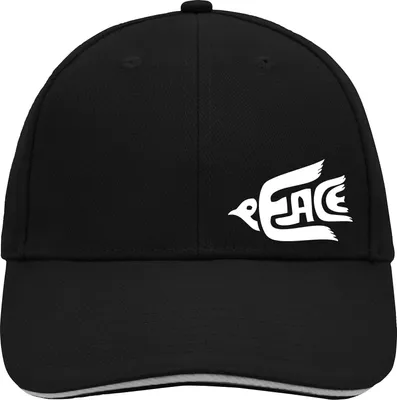 Produktbild von Huuraa Cappy Mütze Peace Friedenstaube Black/Light Grey Baumwolle 6-Panel Kappe Geschenkidee