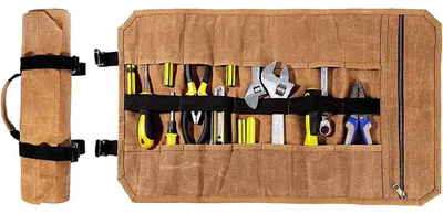 Produktbild von Werkzeug-Rolltasche Khaki 63.5 x 36.5 cm gewachstes Segeltuch 18 Taschen