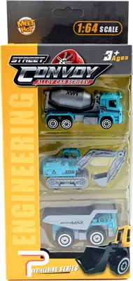 Immagine prodotto di Set di 3 veicoli da cantiere in metallo - Robuste macchinine giocattolo Escavatori Camion per bambini
