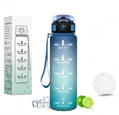 Produktbild von Trinkflasche 0,5l Auslaufsicher mit Zeitmarkierung & Filter, Sportflasche