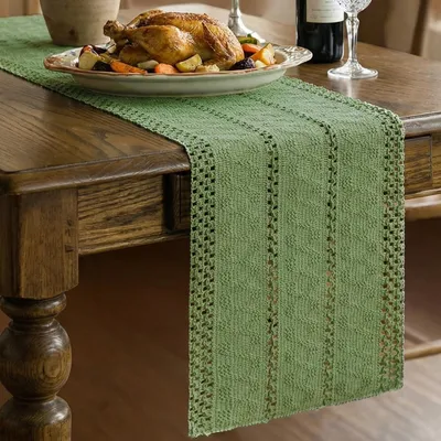 Imagen del producto de Solidchoice - Mantel bohemio en color salmón, de 30x140 cm, hecho de algodón y lino