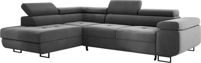 Produktbild von Ecksofa MONTANA 202x277 cm, Wohnlandschaft L-Form, Eckcouch mit Schlaffunktion und Bettkasten, Polsterecke, Samt Sofa, Couch - Links Grau MH85
