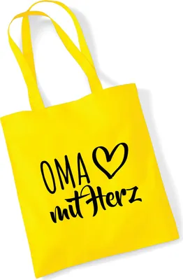 Produktbild von Huuraa Jutebeutel Oma mit Herz 10 Liter Yellow Baumwolle Tasche Geschenkidee