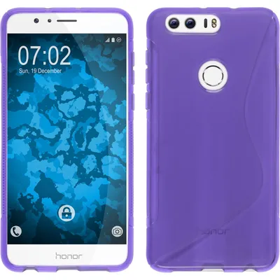 Produktbild von PhoneNatic Case kompatibel mit Huawei Honor 8 - lila Silikon Hülle S-Style + 2 Schutzfolien
